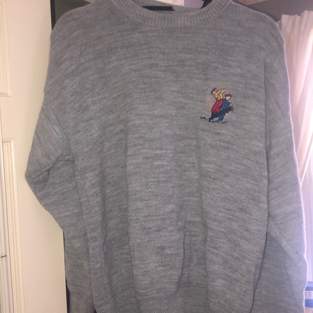 Vintage Golf Sweater- Grey Mens Sweater, Soft knitted, light weight